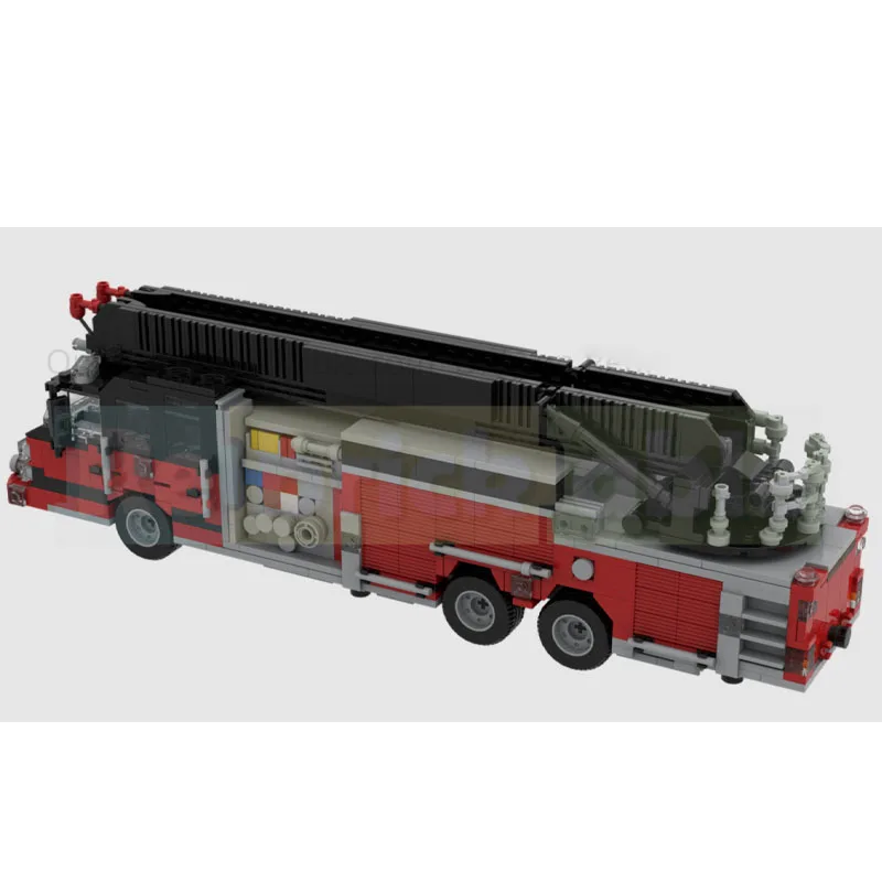 

MOC-222657 Urban Traffic Rescue Aerial Ladder Fire Truck Building Block Model 1077 Parts Boys Children's Birthday Toy Gift