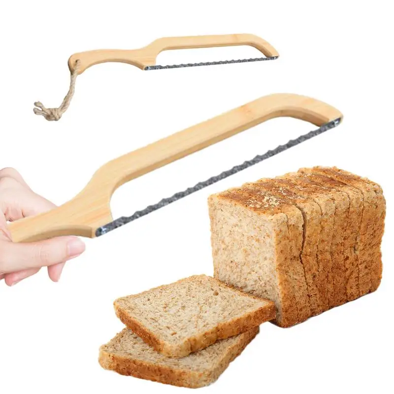 

Wooden Bread Knives Serrated Slicing Knives Comfortable Grip Stainless Long Bread Slicer For Onion Cheese Biscuits