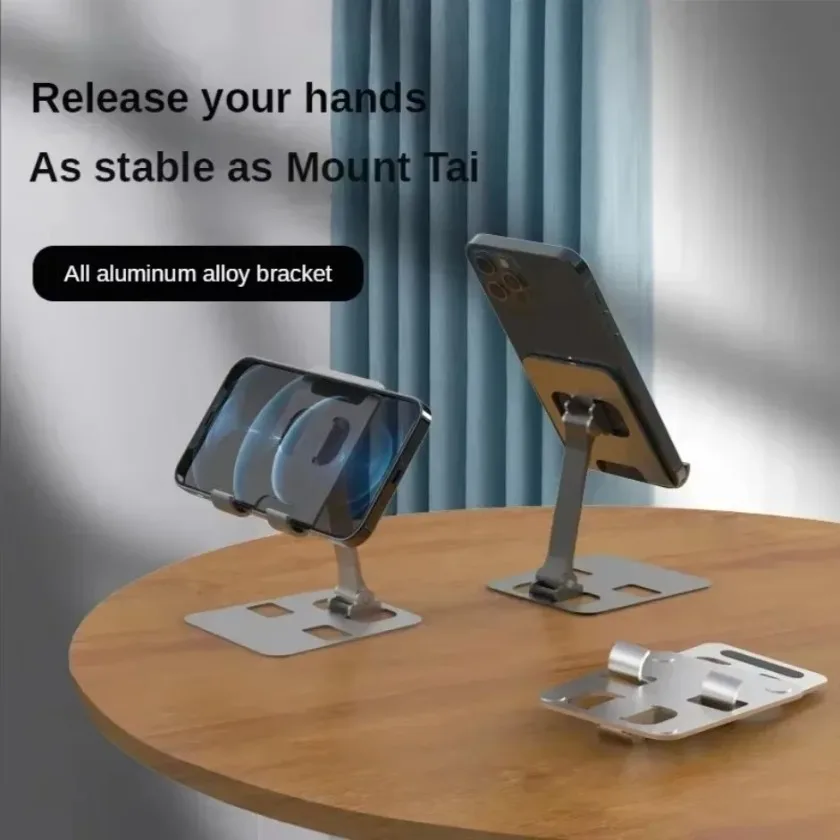 Xikcu Foldable Desk Phone Holder Mount Stand For iPhone 12-16 Universal Mobile Phone Holder Tablet Desktop Aluminum Alloy Holder