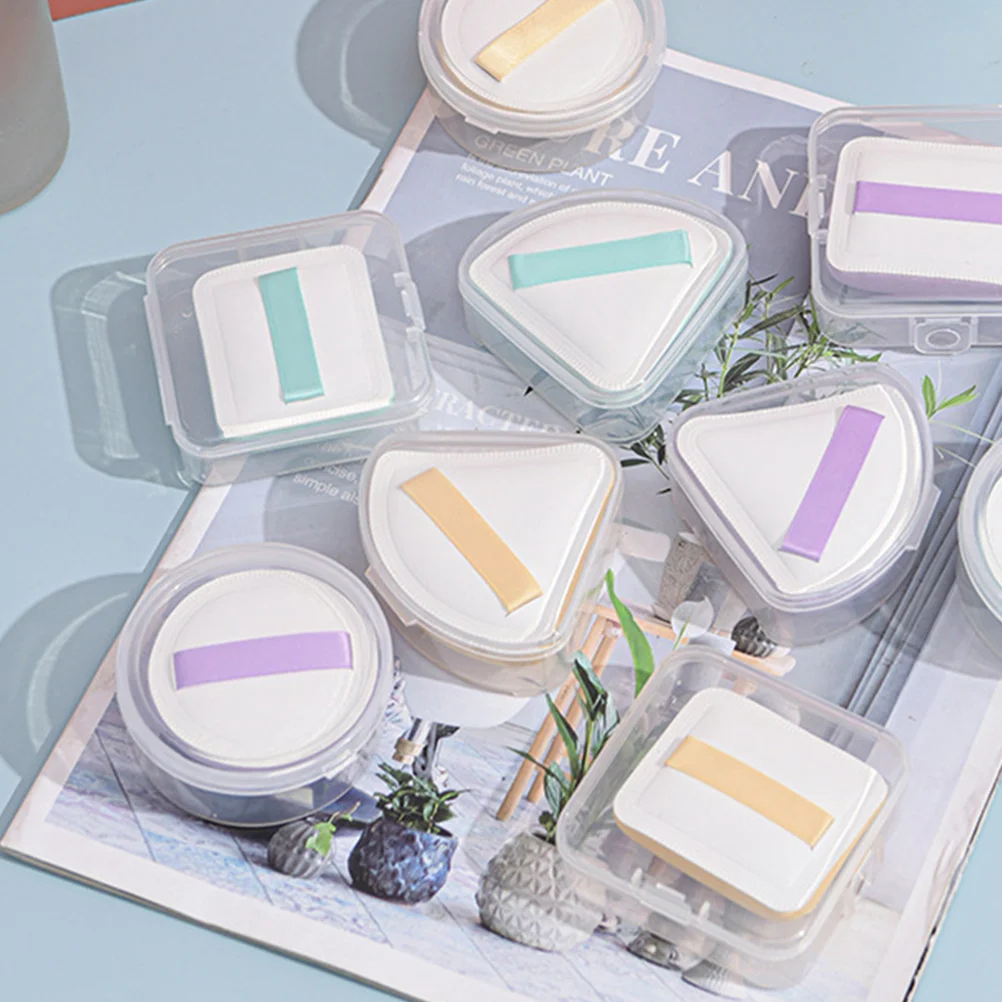 

12 Pcs Powder Puff Storage Box Triangle Case Organizer Can Make up Makeup Container Transparent Rack Travel