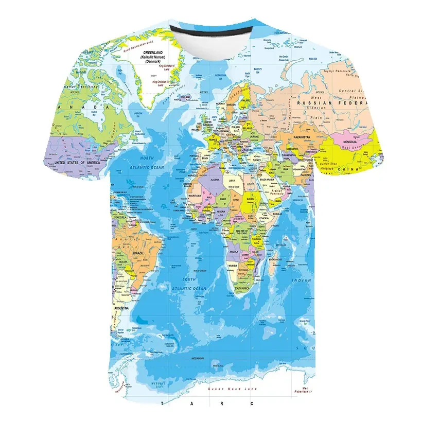 World Map 3D Print T-Shirt Streetwear Men Women Fashion O-Neck Oversized T Shirt Boys Tees Tops Unisex clothing