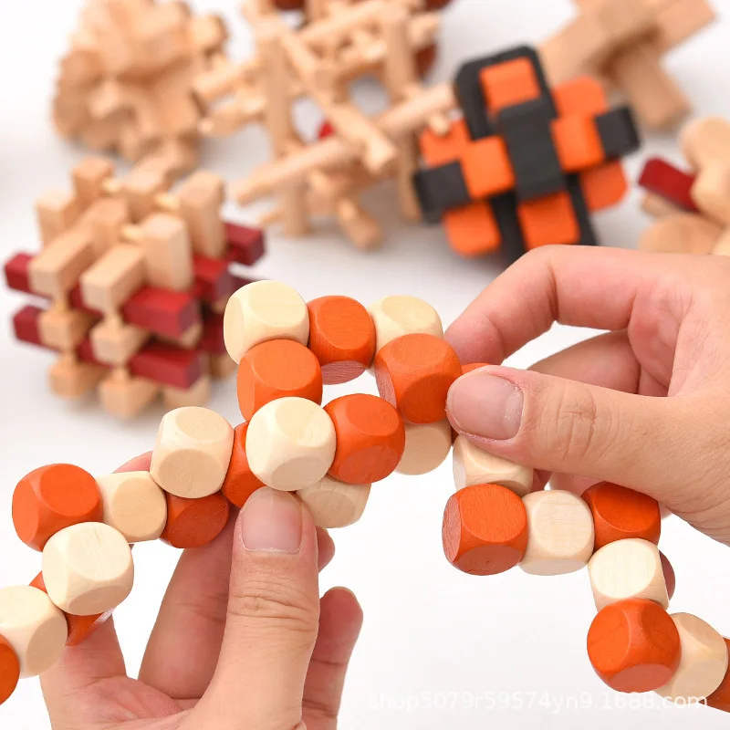 Luban Lock-puzzel Ontgrendel interlockspel IQ-test Houten hersenkrakers voor volwassenen Kinderen Logica Smart Mind Challenge Educatief speelgoed