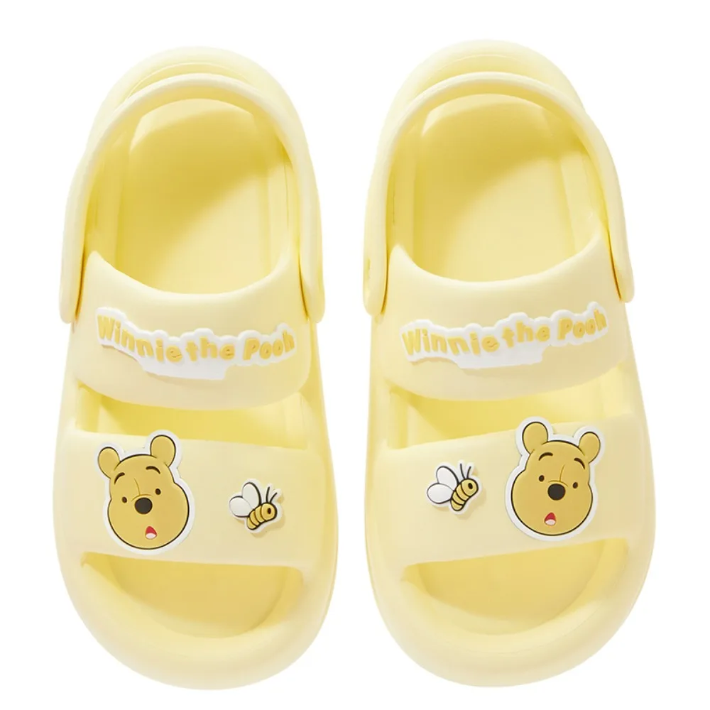 Miniso-Sapatos de praia para meninos e meninas, sandálias de anime fofas, sandálias de sola grossa para estudantes, Disney Series Marie Cat, Urso Pooh de Lótus, verão