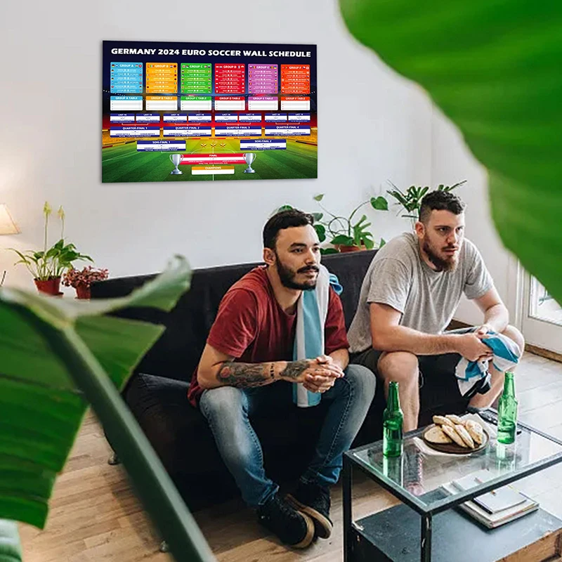 2024 Soccer Wall Schedule ASM Match Chart Poster per Bar Home Party Decor European Cup Schedule Painting cancellabile