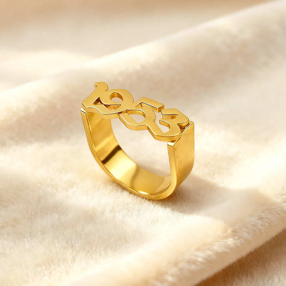 

Personalized gothic Digital ring men Customized Year Number Stainless Steel Rings Couple dating Jewelry birthday Gifts