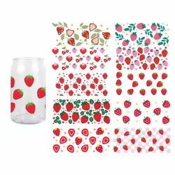 3D UV DTF Strawberry Transfer Sticker Wraps Cup 16 OZ Fruits Series Custom Sticker Waterproof Durable High Quality Decals