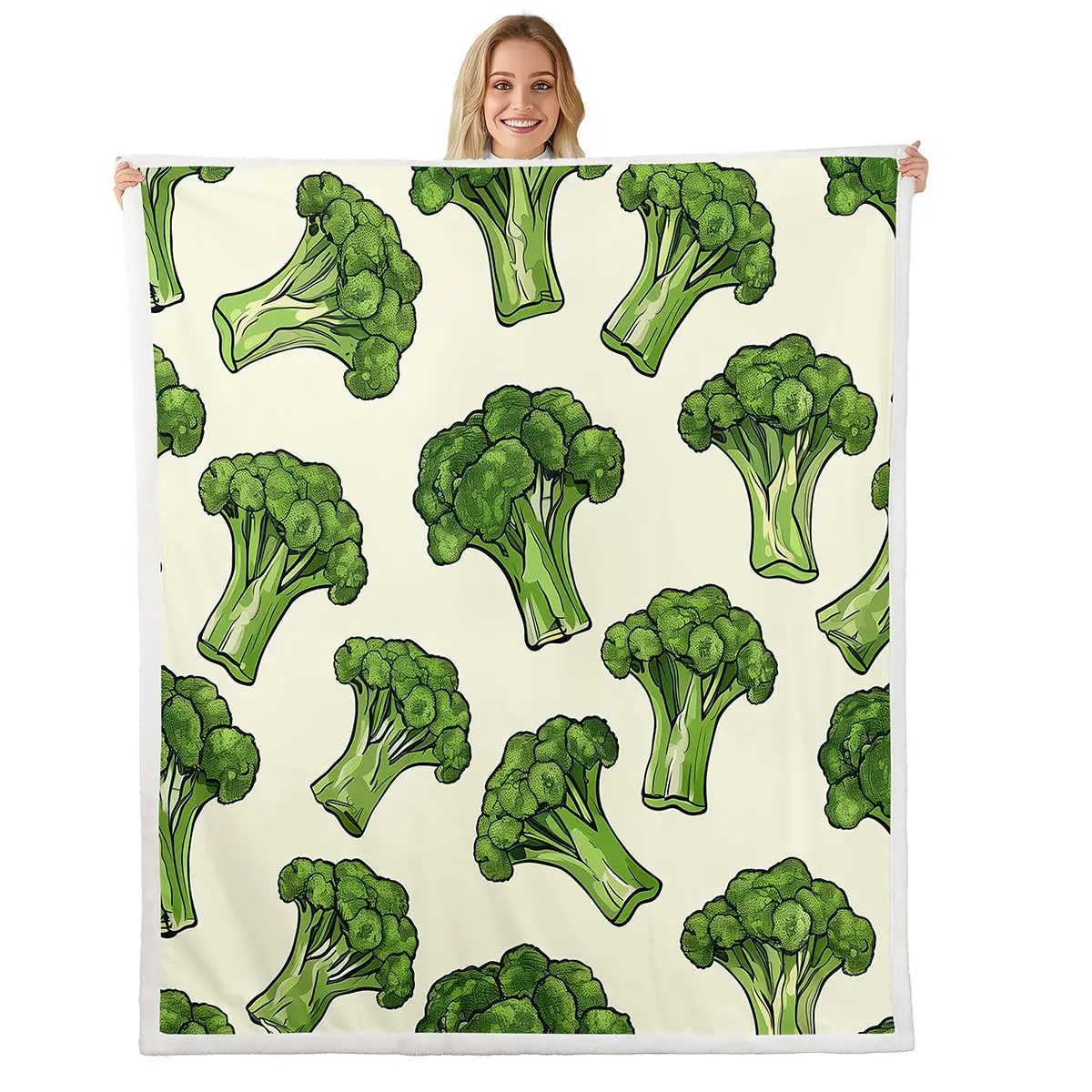 Broccoli Blanket Vegetable Blanket for Children's Birthdays Lightweight Soft and Comfortable Flannel Suitable for Beds and Sofas