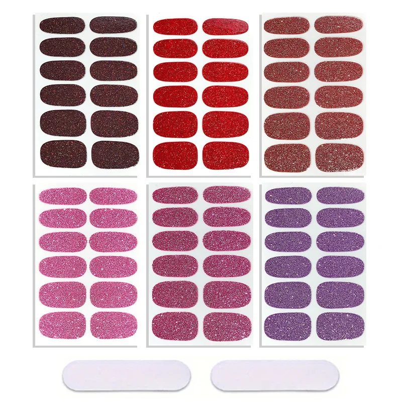 12PCS Cute Kawaii Nail Art Stickers - Pre-Cut Self-Adhesive Waterproof Glitter Nail Decals for Girls, Salon Quality False Nails