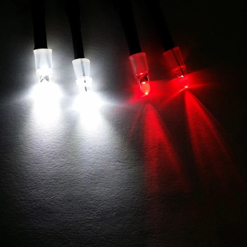 F19F 5mm LED Car Lights 2 White 2 Redness for Remote Control Car Drones Models LED Lights for Toy Car Indoor Outdoor Play