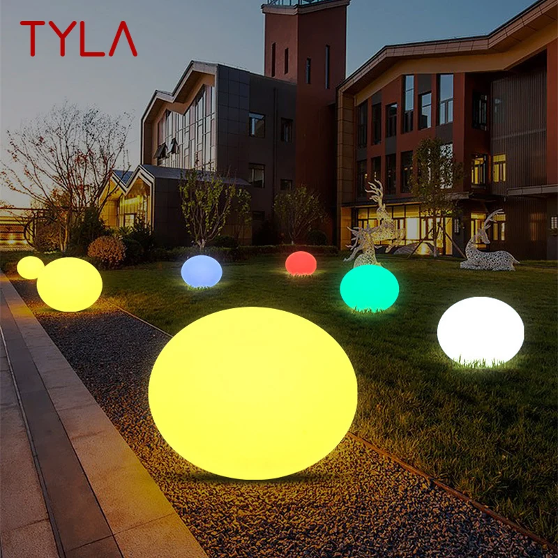 TYLA Modern White Lawn Lamp Waterproof IP65 Outdoor Round LED 16 Colors Lights for Garden Park Decoration