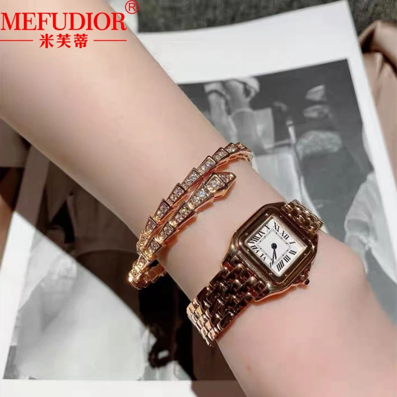 S925 Sterling Silver White/Rose Gold Snake shaped Bracelet Moissanite Full Diamond Gemstone Women's Bracelet Luxury Jewelry Gift