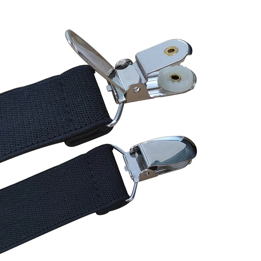 1 par de suportes de camisa masculina permanece em forma de y ajustável elástico perna suspensórios cintas antiderrapantes 3 clipes de metal meia liga braçadeiras