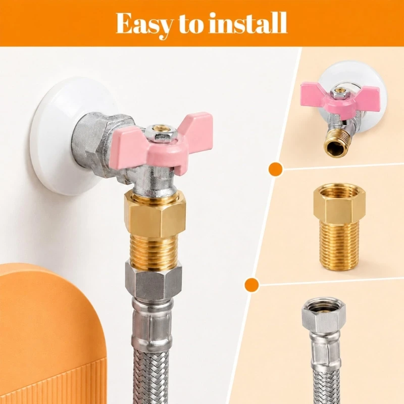 1/2inch Brass Pipe Extension Adapter Set, Male-to-Female Threaded Plumbing Fittings with Flat-Sided Tool Grips and Sealing M4YD