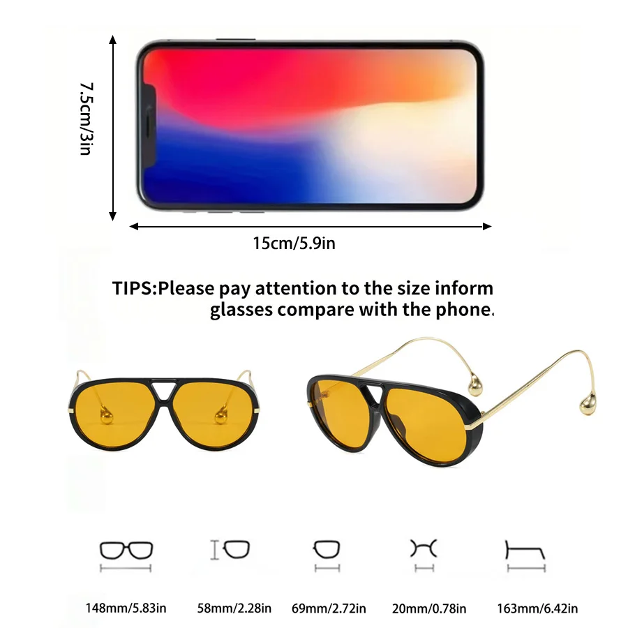 2025 جديد فاخر العلامة التجارية مصمم المتضخم النظارات الشمسية النساء الرجال شعبية خمر نظارات شمسية فاسق جسر مزدوج النظارات #5