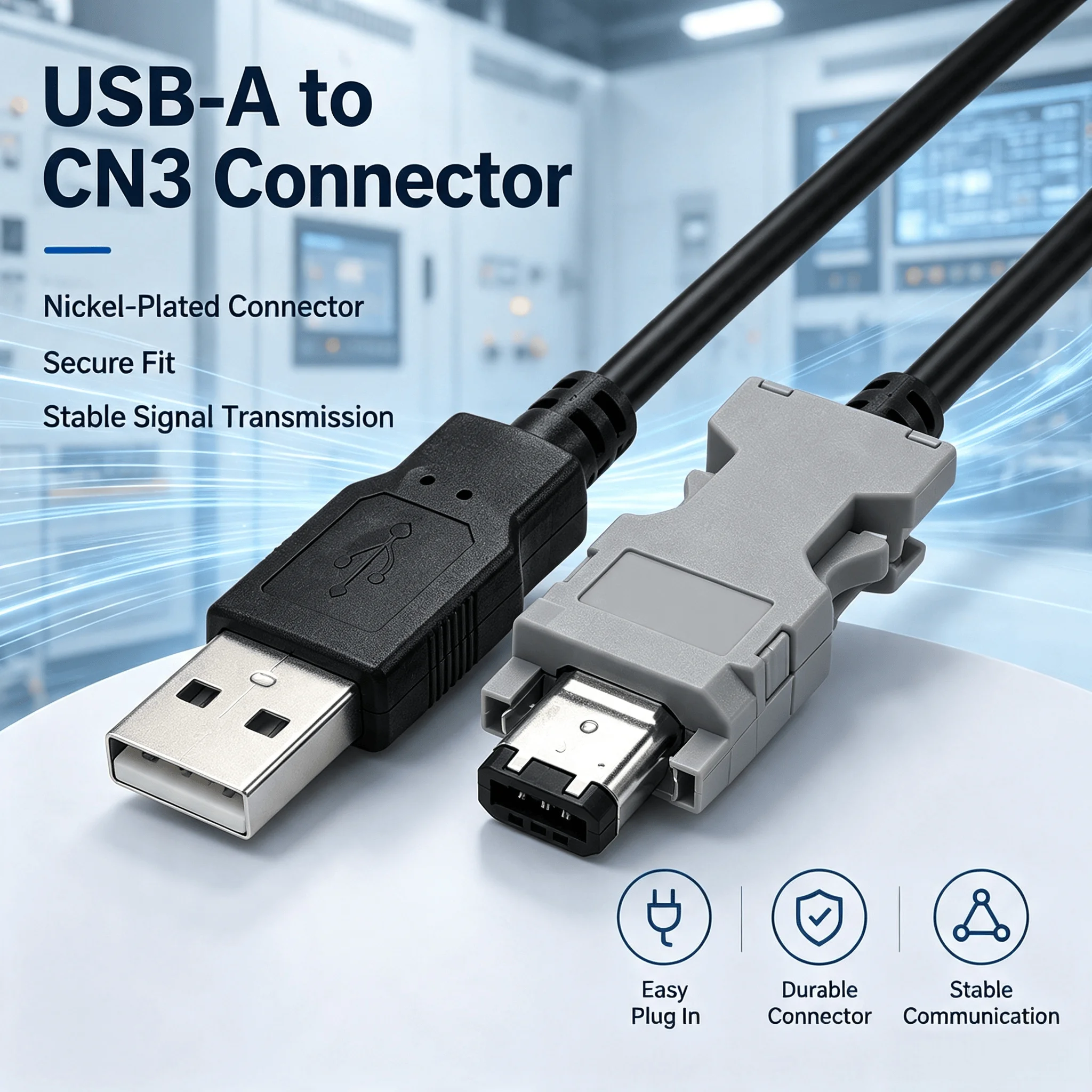 USB-ASD-CNUS0A08 CN3 Programming Cable for Delta ASDA-A2 B2 AB Servo Drive, USB to RS232 Communication Download Cable, 3M, 5V