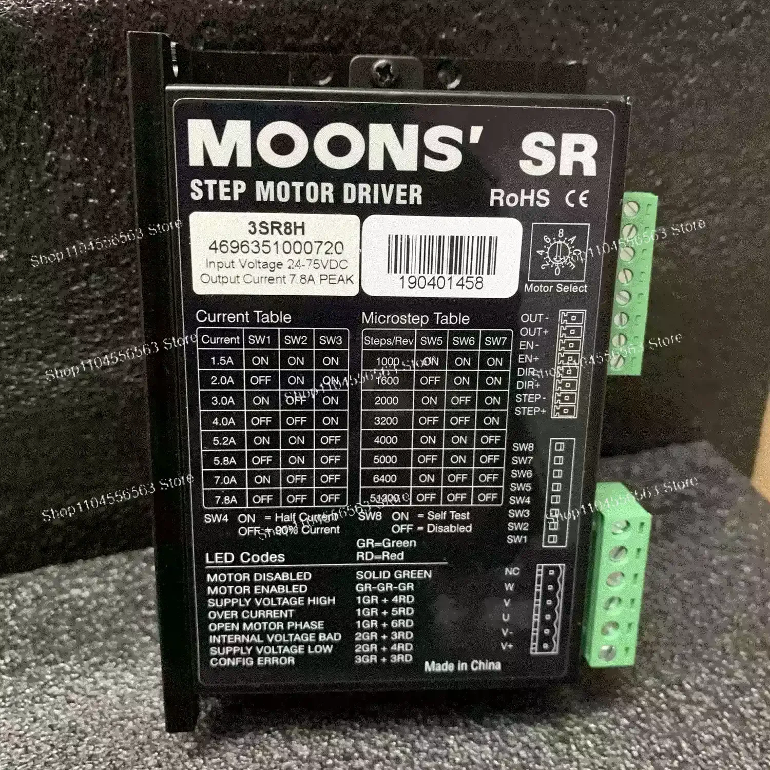 MOONS 3SR8 Stepper Driver - Three Phase 3SR8H/Plus Series MD-3778