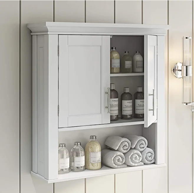  Somerset Two-Door Bathroom Storage White Wall Cabinet Color