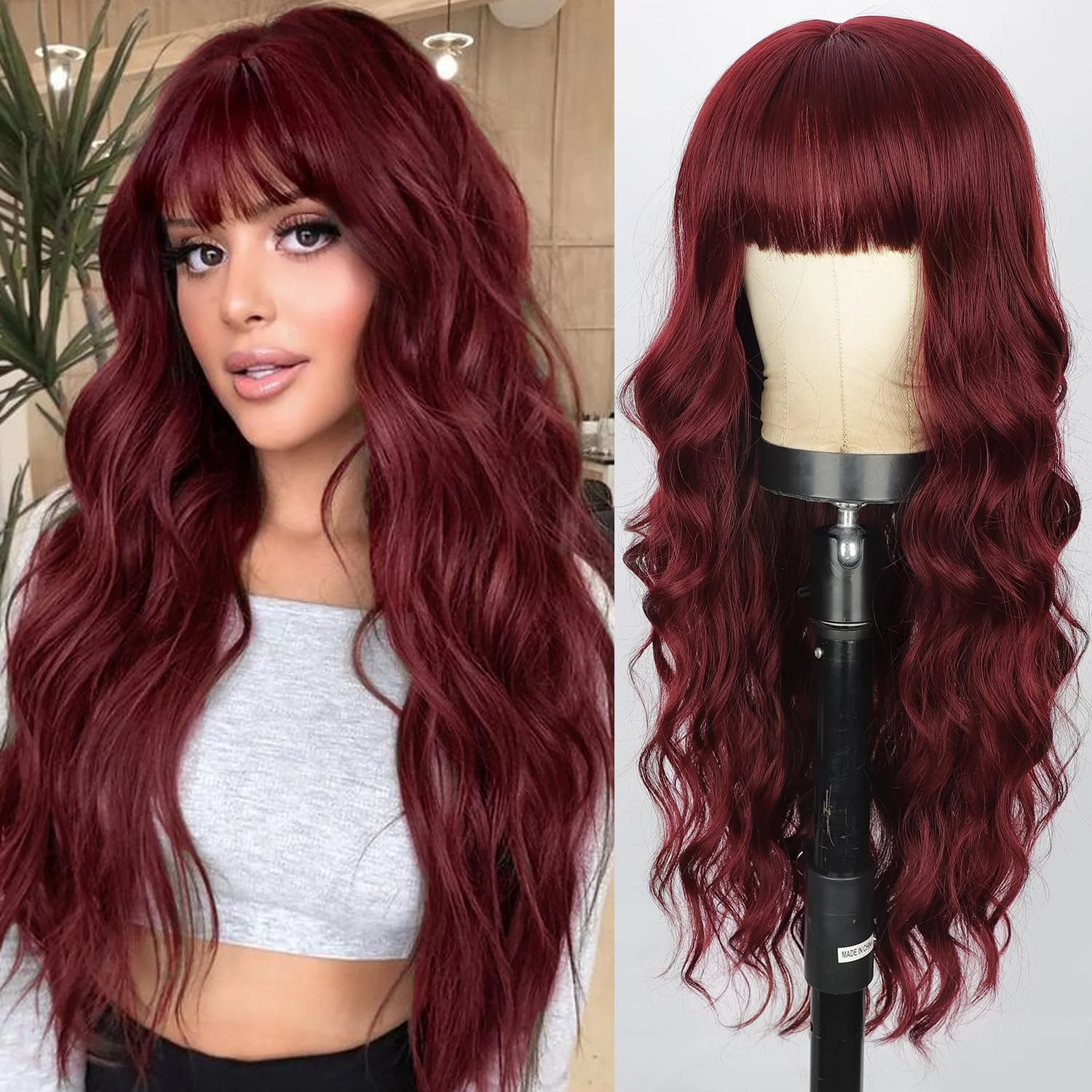 

Pelucas de mujer new women's wig with bangs and long curly hair, suitable for daily wear and parties