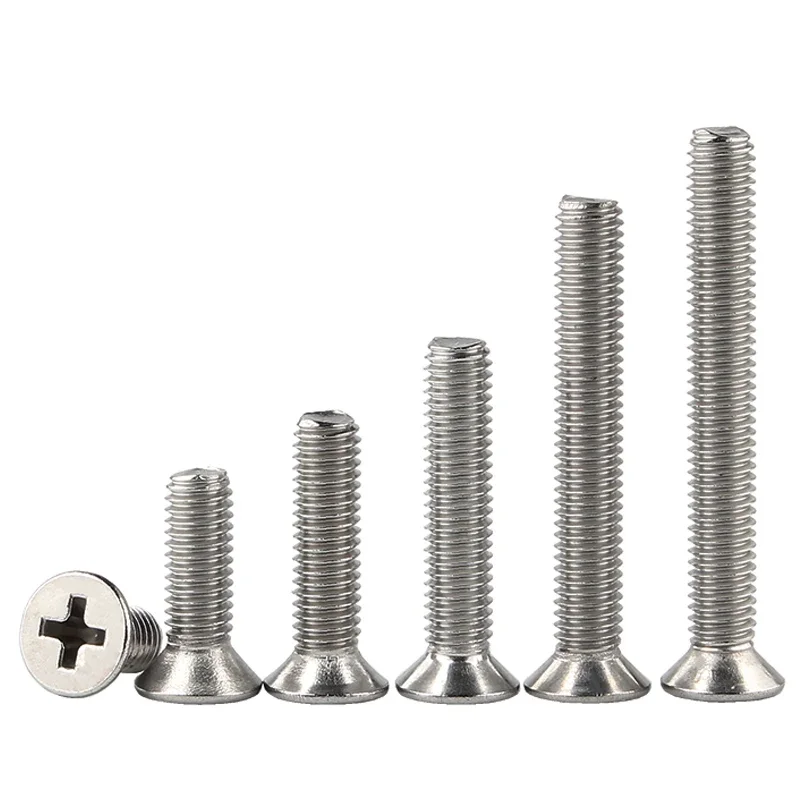 M3 M3.5 M4 M5 M6 M8 M10 Lengthen Cross Countersunk Head Screw KM Flat Head Machine Tooth Phillips Small Bolt 304 Stainless Steel