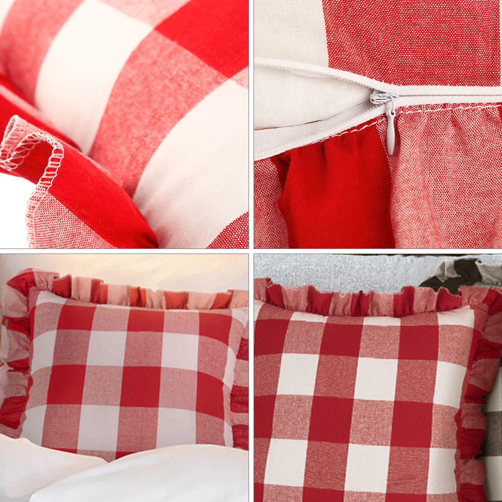 

Pillow Case Plaid Covers Decorative Pillowcase for Home Sofa Office 45x45cm Checkered Pillow Cover Practical Use Durability