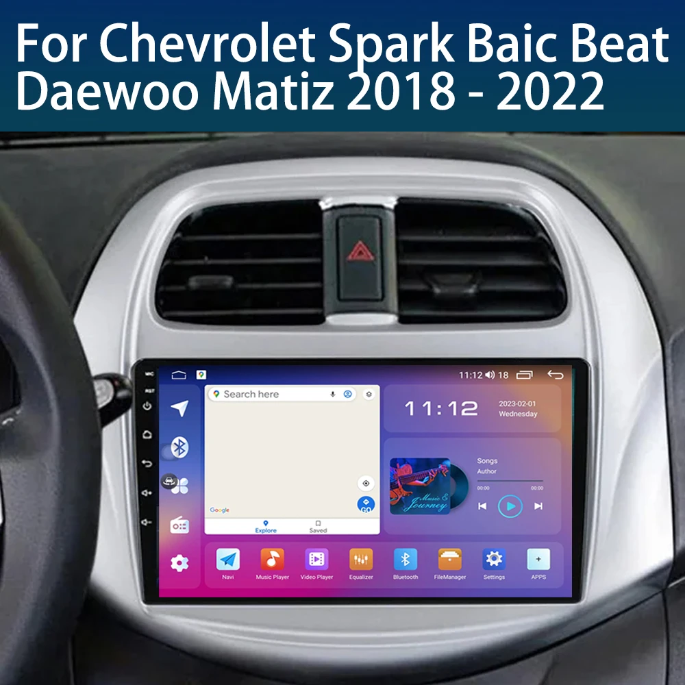 Car DVD For Chevrolet Spark Baic Beat Daewoo Matiz 2018 - 2022 Android 14 Auto Radio Multimedia player GPS Navigation No 2din