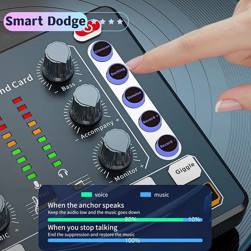 BM-800 보이스 체인저 마이크가 포함된 오디오 녹음 스튜디오 세트 컴퓨터 라이브 스트리밍용 라이브 사운드 카드 YouTube TikTok