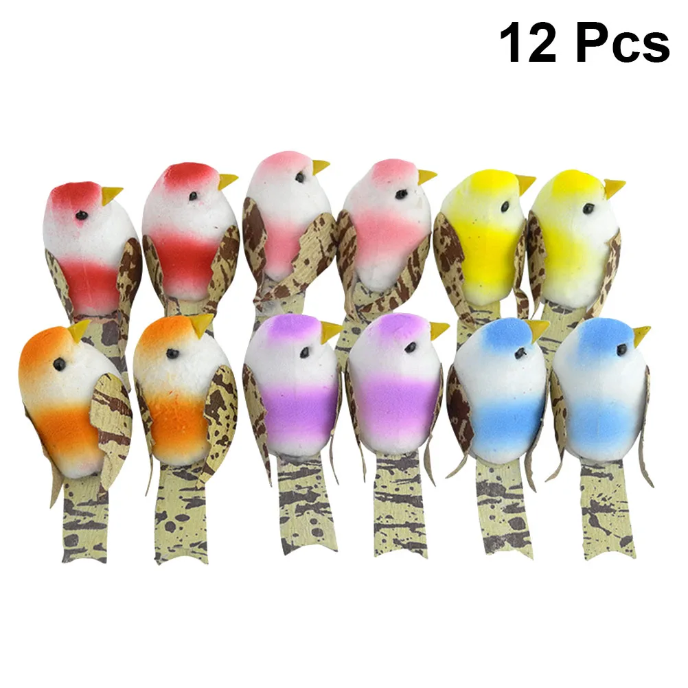 

12 Pcs Artificial Bird Ornaments Lifelike Simulation Decor for Balcony Lawn Garden Desk Home Office Lightweight Safe Gift