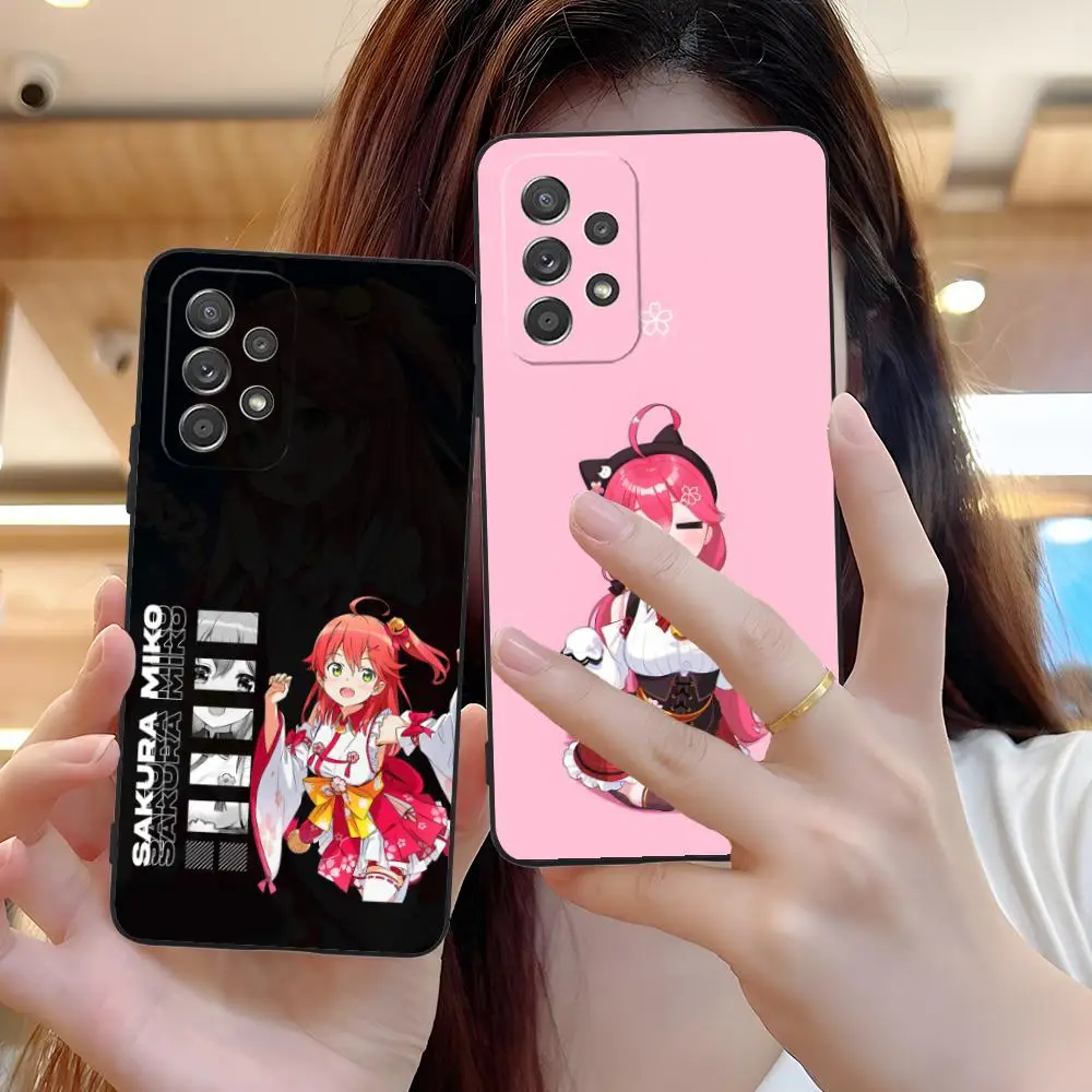 Holo Sakura Miko Phone Case for Samsung Galaxy M55 54 42 35 34 33 32 23 22 15 14 13 12 F55 5G Soft TPU Shockproof Cover