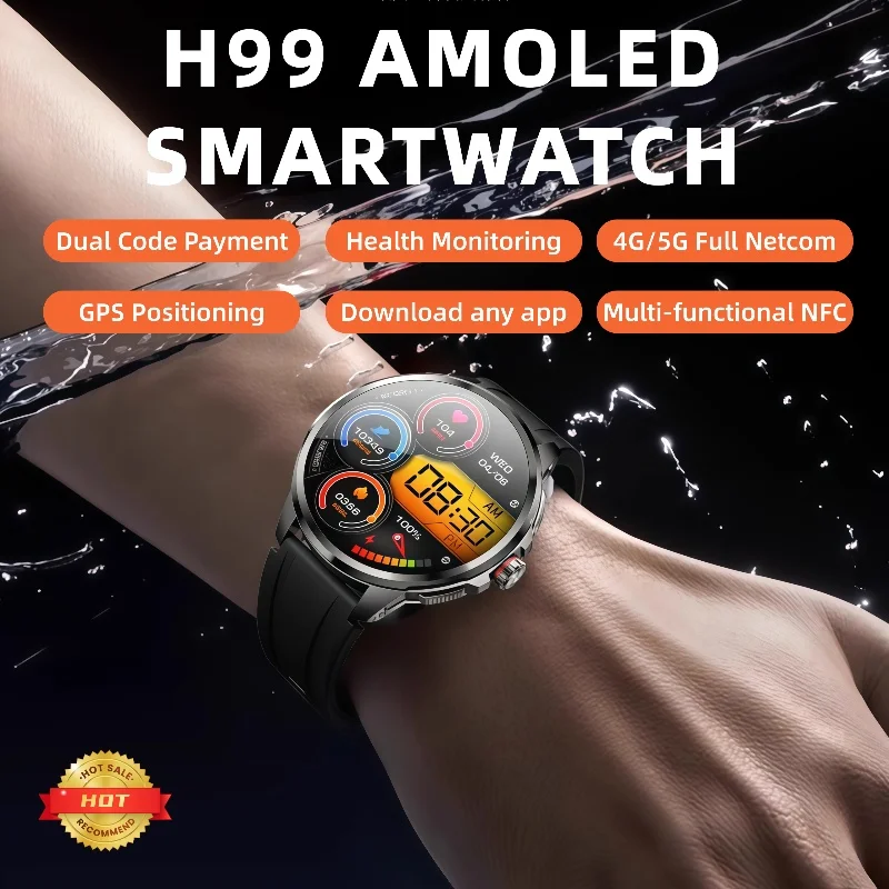 

New H99 SmartWatch SIM Insert Model 1.95 inch AMOLED HD Spherical Screen 128G Memory Video Chat Global Calling Man Watch
