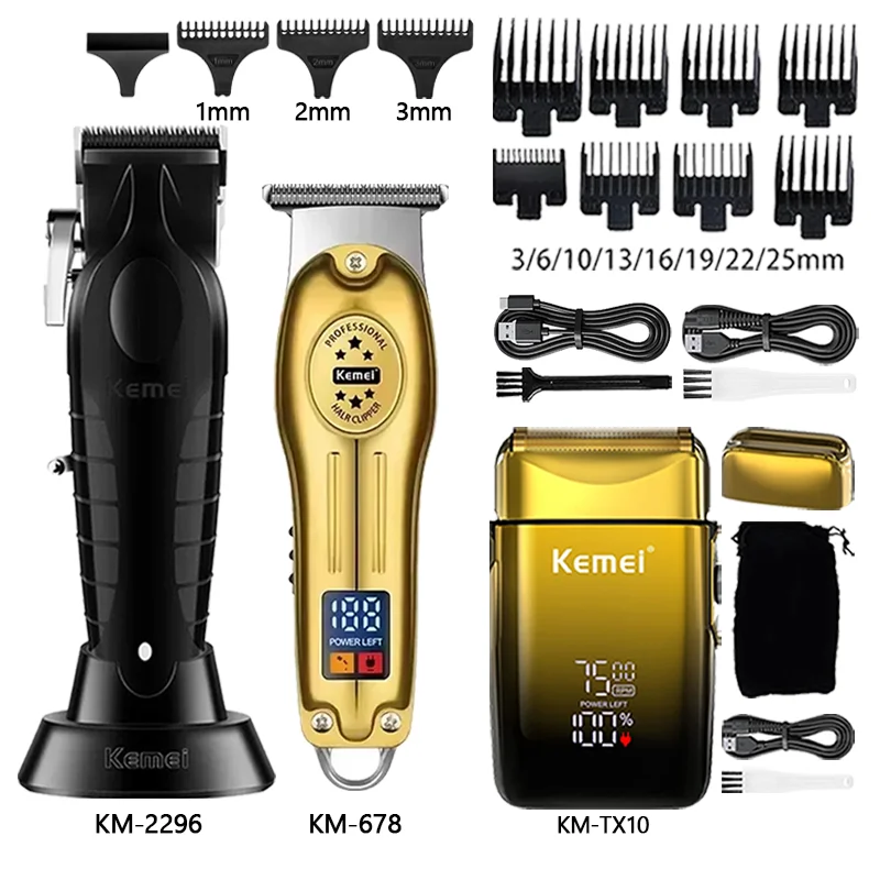 

Kemei Km-2296 Km-678 Km-TX10 Беспроводная машинка для стрижки волос для парикмахерской, домашний триммер для волос для мужчин, машина для стрижки бороды и волос