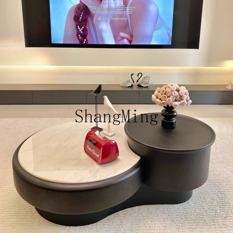 

ZYY minimalist coffee table light luxury high-end living room household round marble coffee table