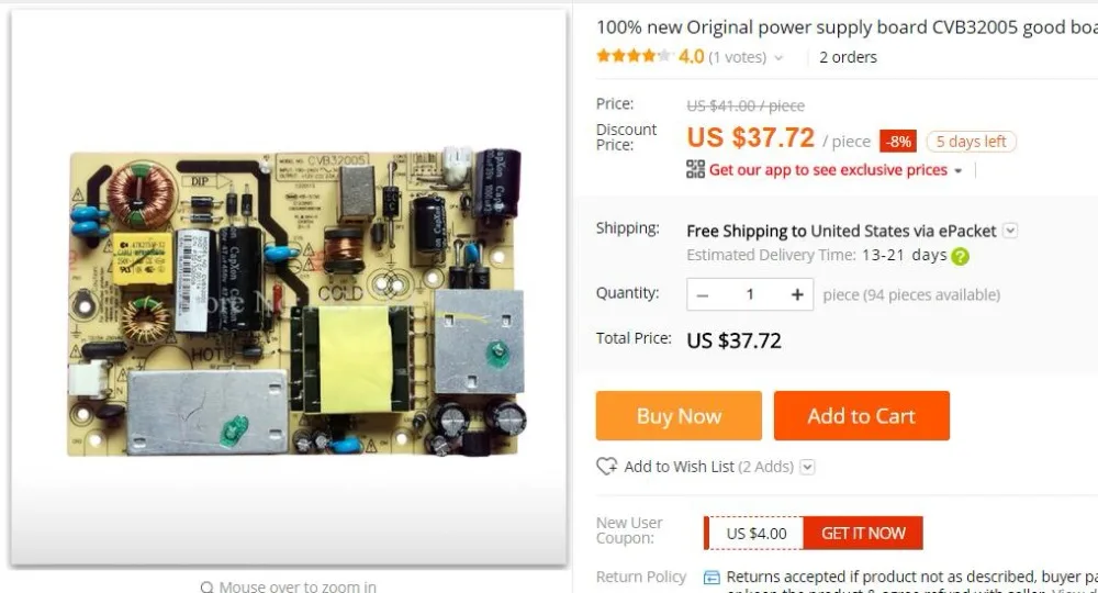 100% ใหม่บอร์ดจ่ายไฟ CVB32005 ส่วนบอร์ดที่ดี