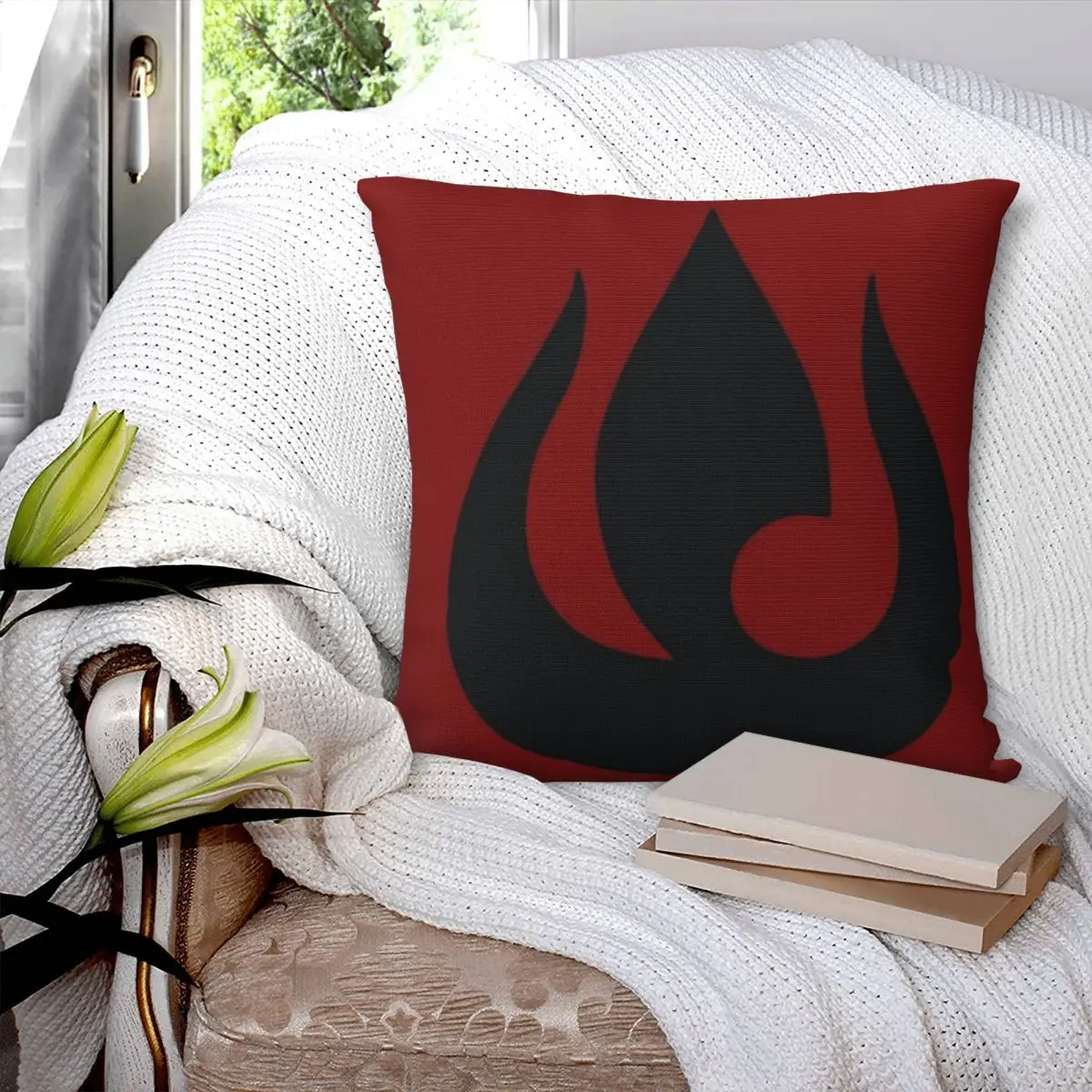 Fire Nation Banner Square Pillowcase Pillow Cover Polyester Cushion Zip Decorative Comfort Throw Pillow for Home Car