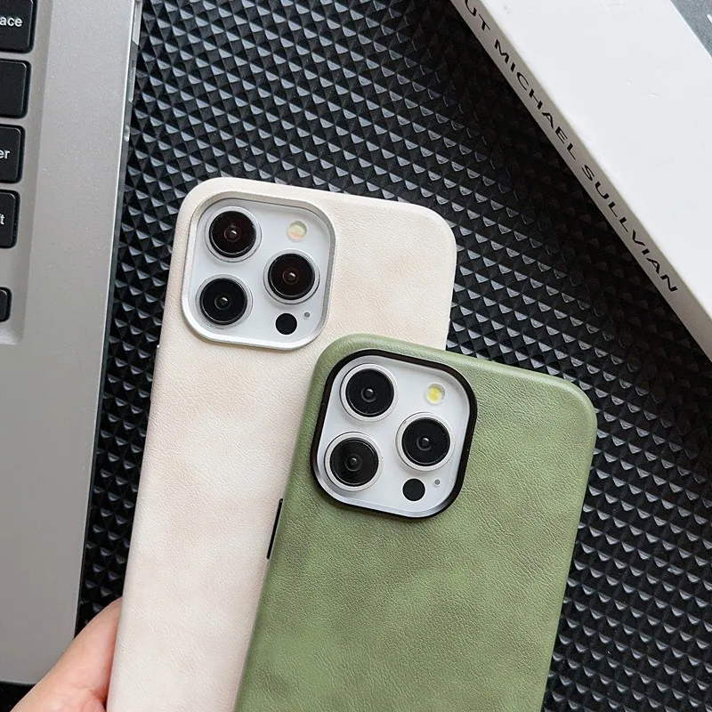 Casing Magnetik Tekstur Kulit Retro High-end untuk iPhone 16Pro Max 15 Pro 14 13 12Pro Max Tekstur Crazy Horse Casing Mewah 16plus