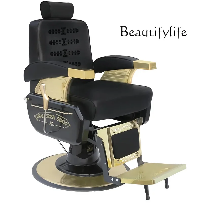 QRetro Oil Head Barber Shop Chair Reclining Shaving Trim Chair Hair Salon Special Adjustable Salon Chair