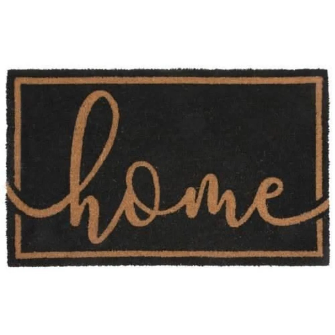 Home Cursive Letter Black Coir Door Mat Brown Border Print Indoor Front Entryway Welcome Doormat Home Decor Floor Rug