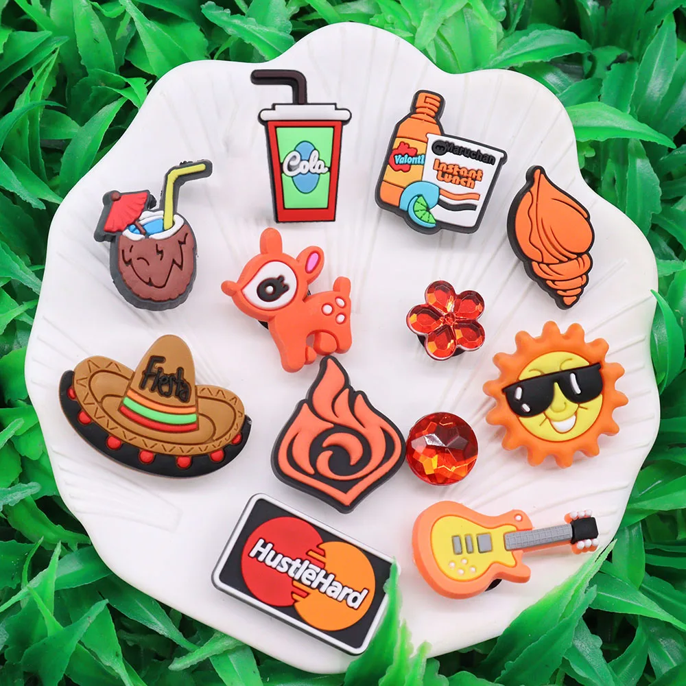 1-13PCS Sun Guitar Hat Shoes Charms Accessories Children Buckle Clog Sandal Decorations DIY Wristbands Birthday Gift