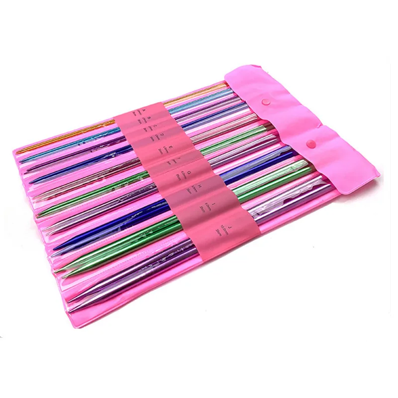 10Pairs/Set 35cm/25cm Knitting Needles Pins Straight Aluminum DIY Weaving Tool Long Sweater Scarf Needle 3.0-10mm