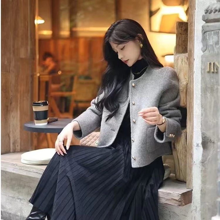 

ay Korean Sle Small Fraance Sle Women's Coat Single Face Wool Autumn Winter New Arrival High End ort Coat