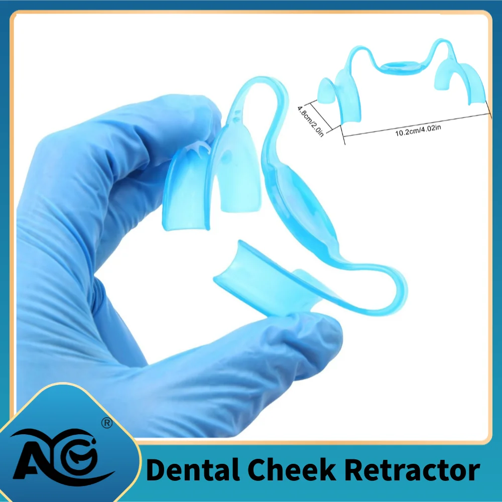 AG Dental Cheek Retractor Mouth Opener M Shape Autoclavable with Mirror for Teeth Whitening Mouthpiece Dentist Tools(10Pcs Blue)