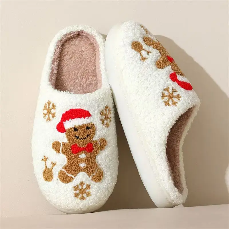 

Women Men Slippers Christmas Cotton Slippers Indoor Bedroom House Slippers Cute Cozy Warm Plush Lining Slip-On Non-slip EU 36-45