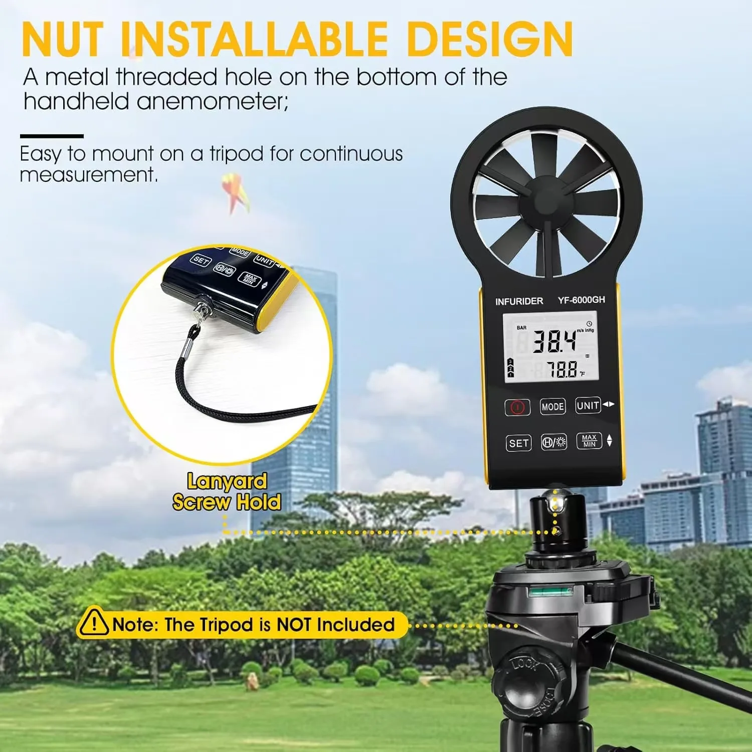 مقياس شدة الريح القابل لإعادة الشحن، مقياس سرعة الرياح الرقمي الذكي الذي يعمل باللمس، مقياس سرعة الرياح CFM المحمول لقياس تدفق الهواء