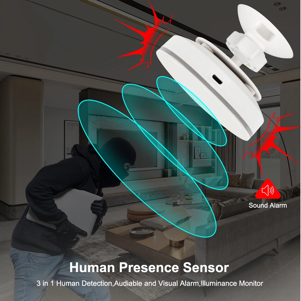 Millimeter Wave Human Presence Detector Tuya WiFi /Zigbee MmmWave Smart Human Body PIR Sensor Works With Tuya Hub Home Assistant