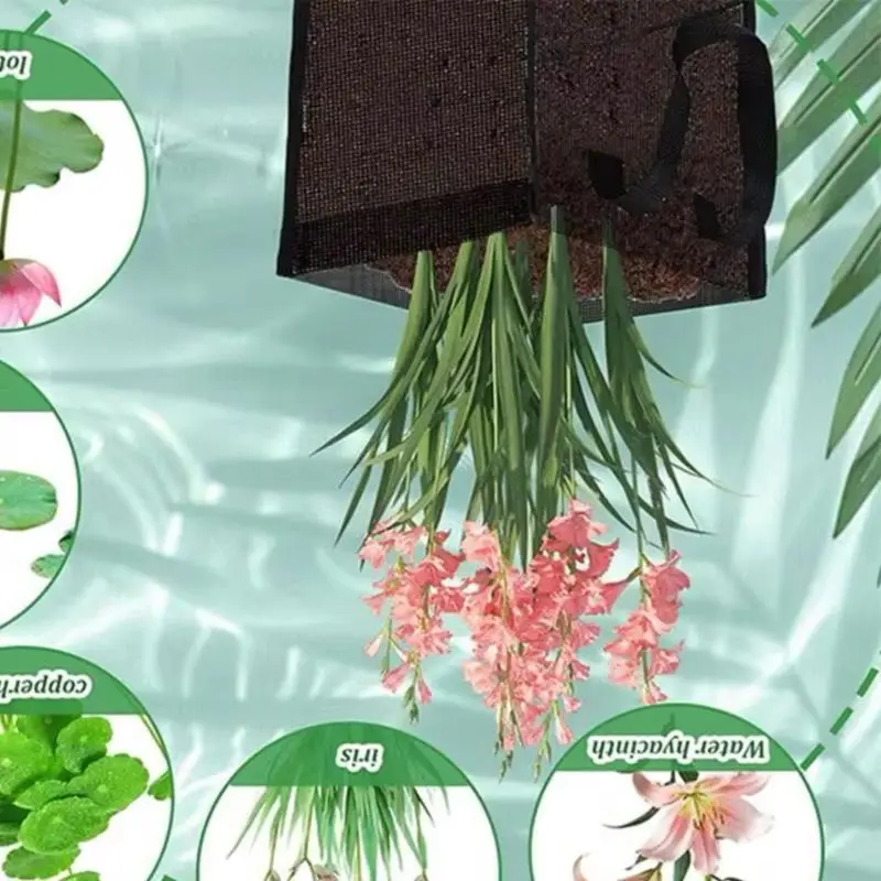 

Plant Grow Bags Mesh Pond Plant Basket with Handles Reusable Planter Pot Water Lily Lotus Growing Bag for Garden Bog Plants