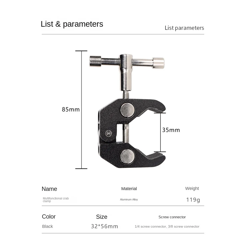 Super Clamp Camera Mount Monitor, 360 ° Ballhead, Magic Arm Adapter, Canon, Nikon, Câmera DSLR, GoPro, Luzes, 1 \