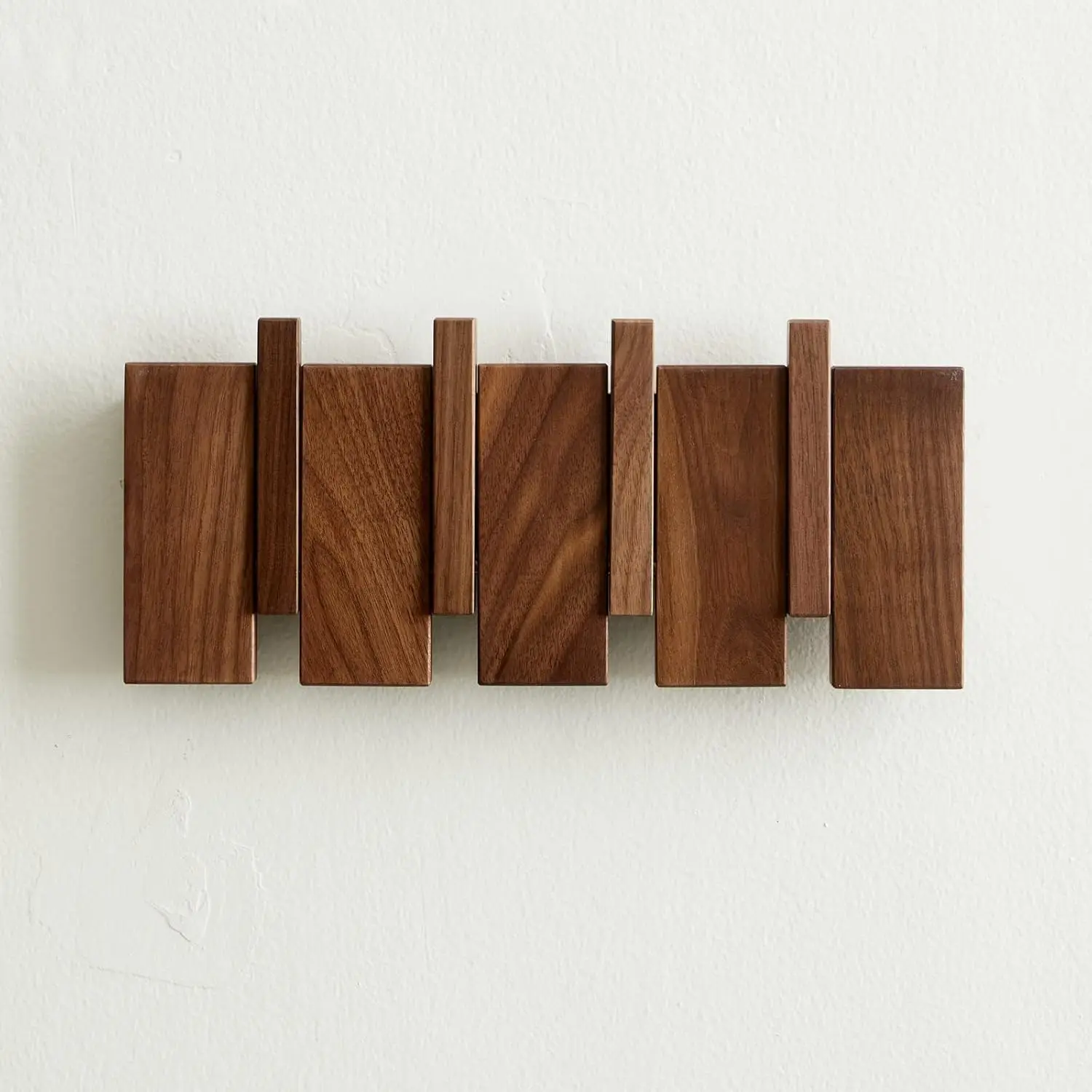 

Wooden Coat Hooks Wall Mounted, 4 Heavy Duty Hooks for Coats, Hats, Keys, Robes, Bags, Home Decor, Walnut
