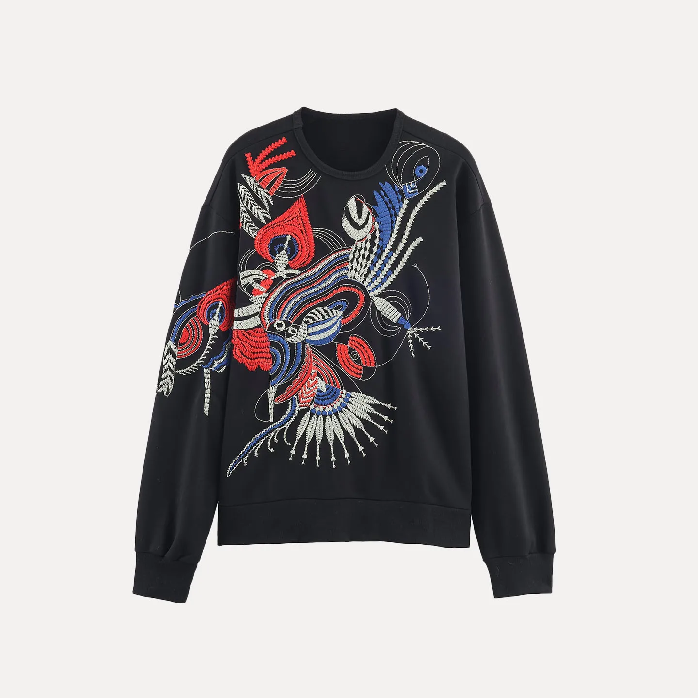 Felpa lunga da donna lavorata a maglia Sve con ricamo pesante Crew Ne Pullover maglione soffice loop Faion Sle autunno nuovo arrivo