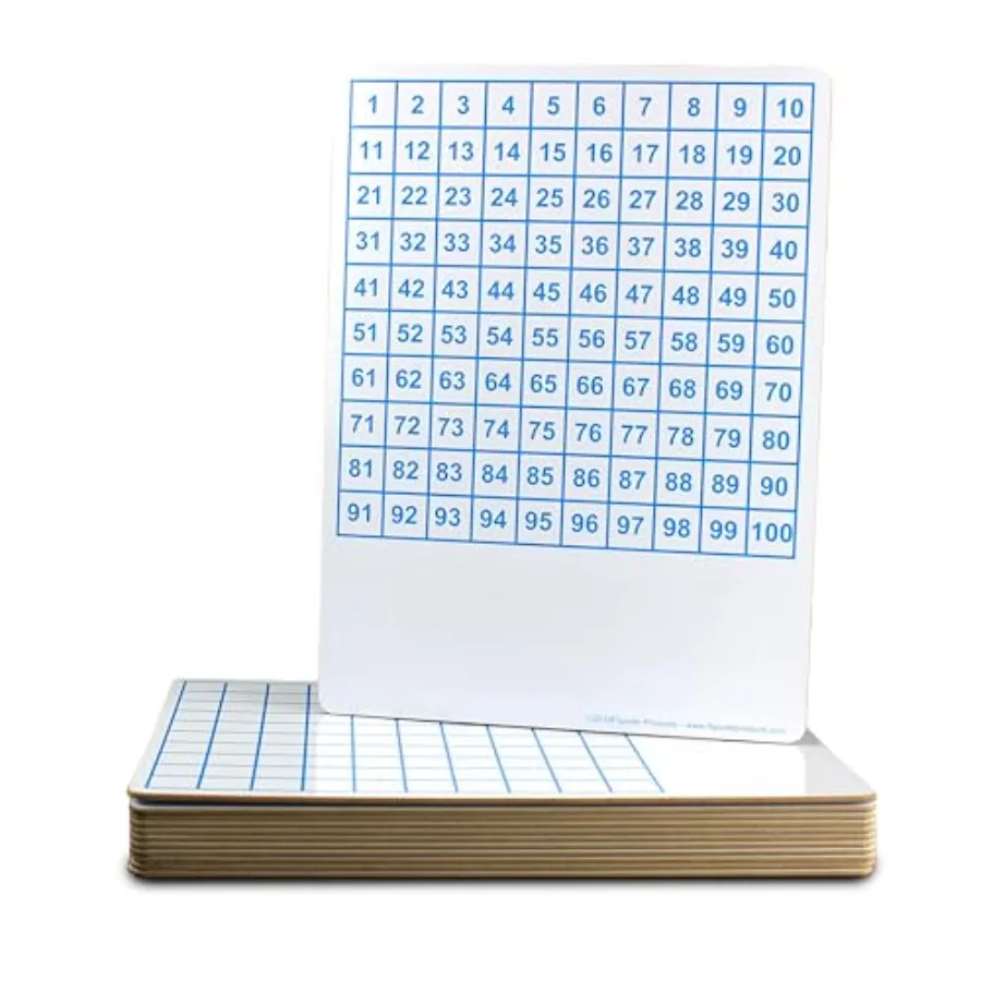 

9" x 12" Two Sided Dry Erase Board Hundreds Grid Learn to Count Counting Aid Number Chart Classroom and Home of