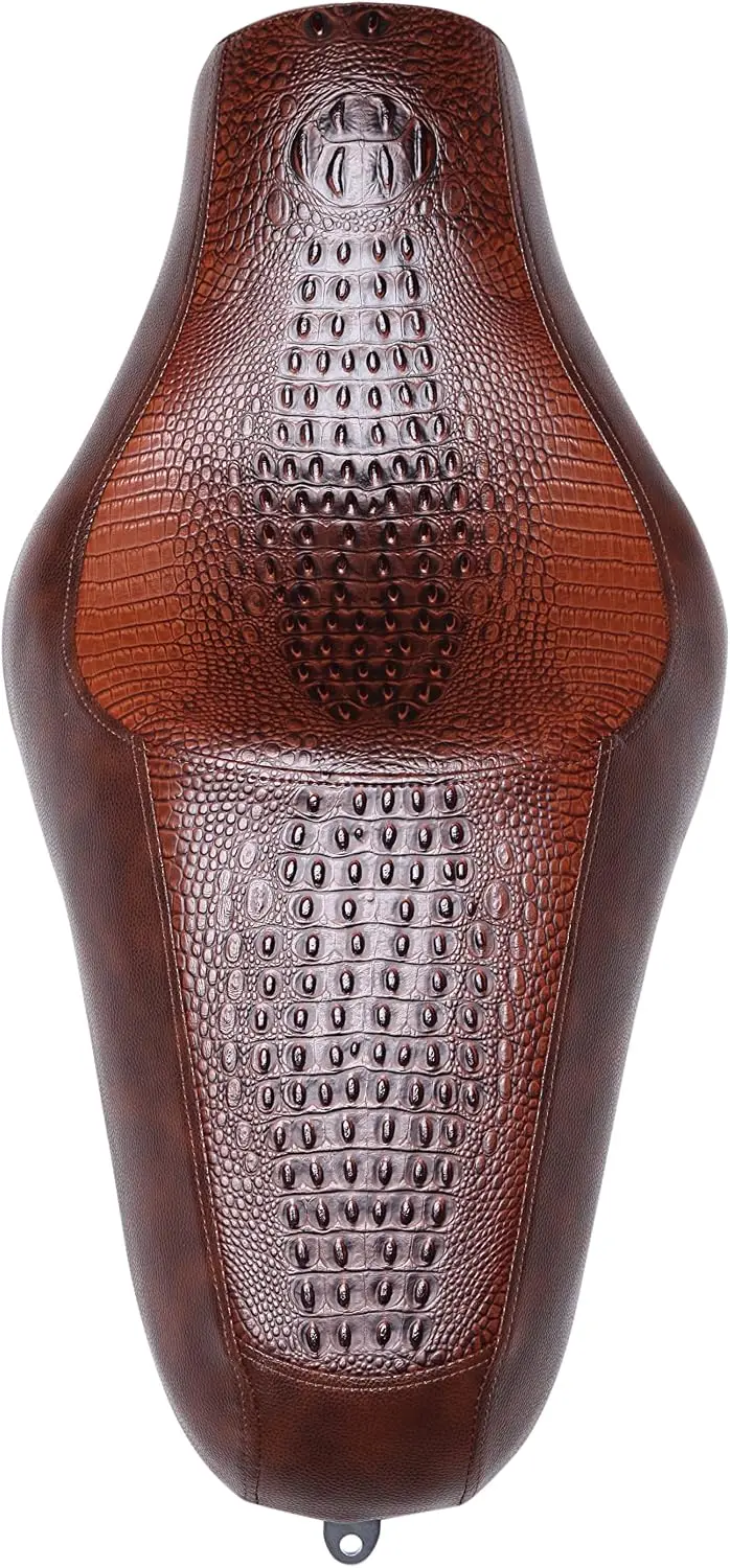 Motorcycle Driver Passenger Seat 2-Up Fit Harley Sportster Iron 883 1200 Chopper Bobber Cafe Racer Custom Brown Crocodile
