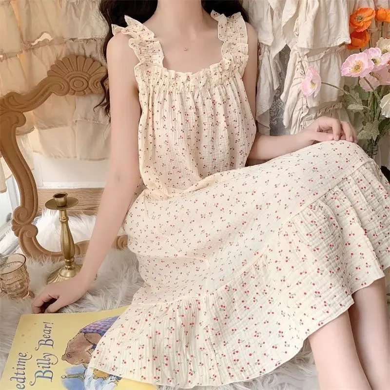 Cute Nightgown Women\'s Slip Nightgown Clothes for Woman Dress Homewear New Nightwear Pajamas Summer Korean Reviews Many Pajama